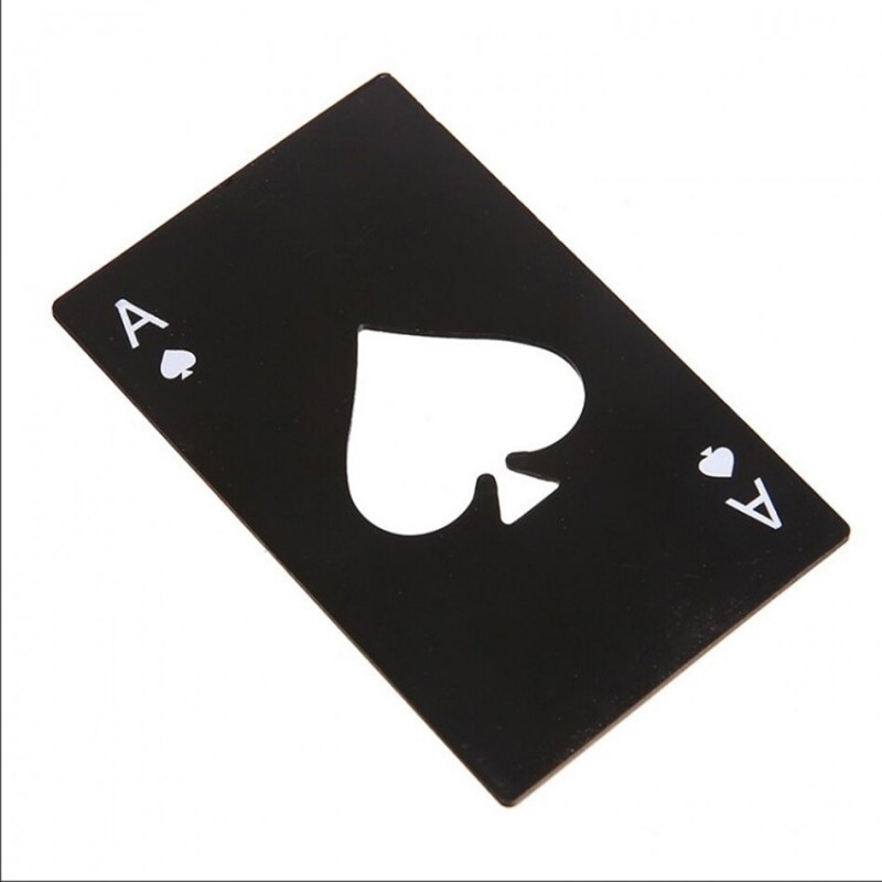 Abridor de Garrafas Carta Baralho Aco As de Espada Luxo Preto