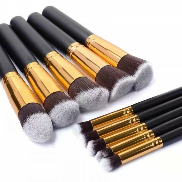 Kit Pincel Para Maquiagem Para Esfumar Contorno Kabuki - 10 Pecas