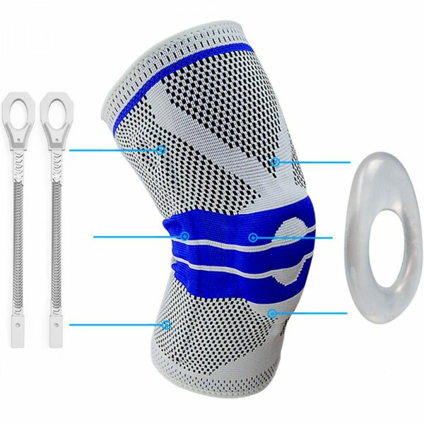Joelheira De Compressao Spandex 3D Com Anel De Silicone