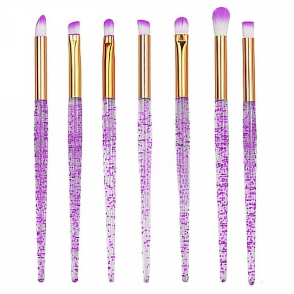 Kit Pincel De Maquiagem Cabo Glitter - 07 Pecas