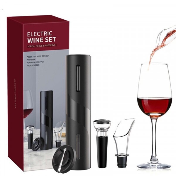 Kit Abridor de Vinhos Saca Rolhas Eletrico Automatico