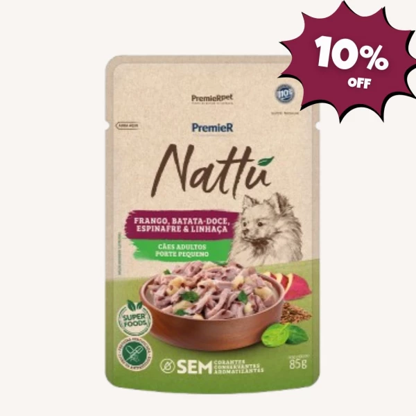 PREMIER NATTU UMIDOS CÃES - PORTE P - FRANGO/BAT DOCE 85 GRS