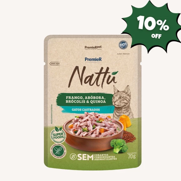 PREMIER NATTU UMIDOS GATO FRANGO/ABOBORA 70 GRS