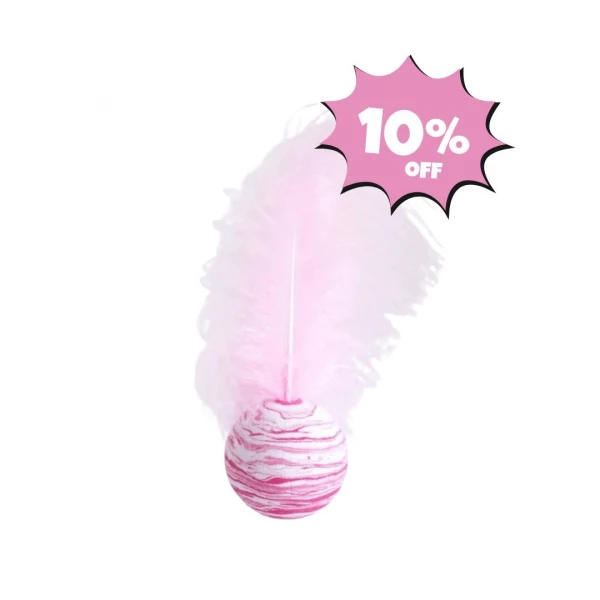 BRINQUEDO BOLA ESTRELA COM PENA ROSA