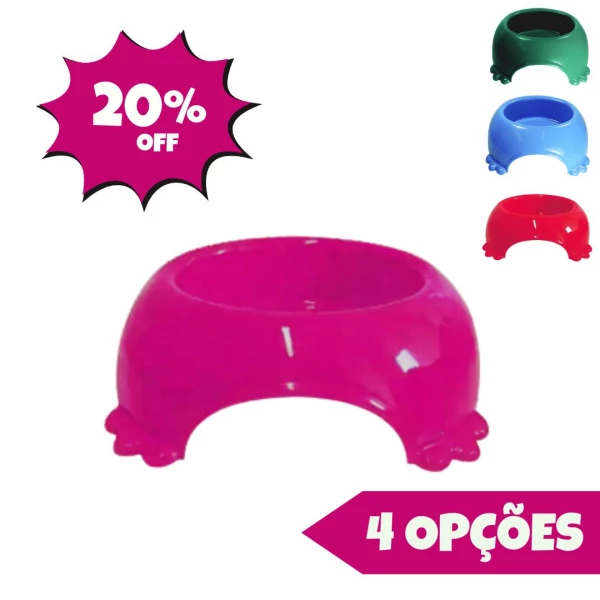 COMEDOURO PLAST. PEQ. 290 ML ROSA, VERMELHO E AZUL CLARO
