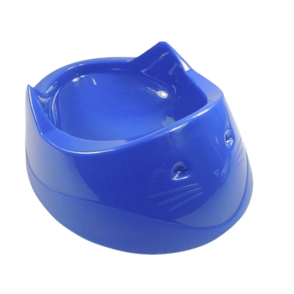 COMEDOURO PLAST. CARA DO GATO 200ML AZUL