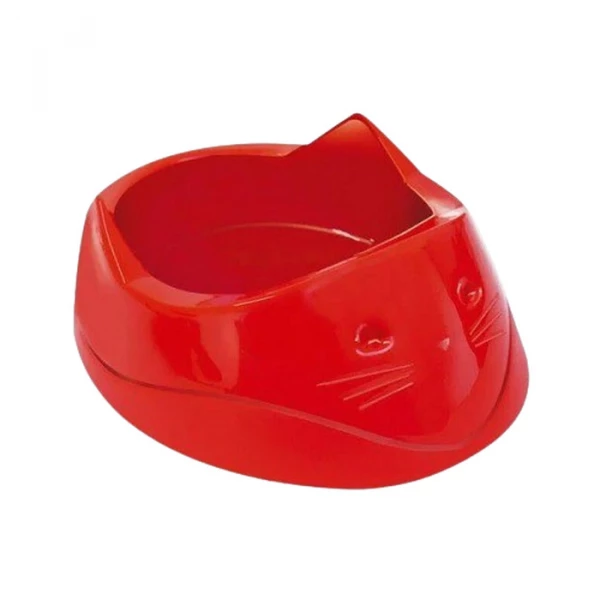 COMEDOURO PLAST. CARA DO GATO 200ML VERMELHO