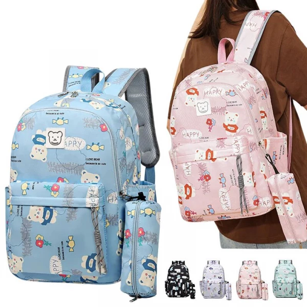 Mochila Escolar Com Estojo Estampada A Prova DAgua