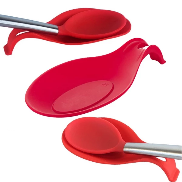 Descanso de Talheres em Silicone Vermelho Com Apoio Alca