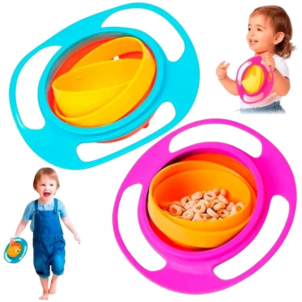 Prato Giratorio 360 Graus Giro Bowl Com Tampa Bebe Nao Derruba Comida